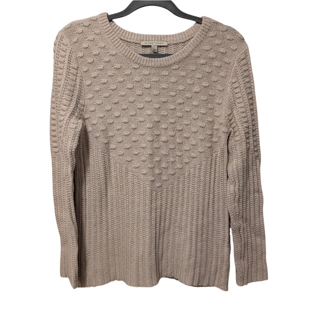 41 Hawthorn Sweater Womens Medium Tan‎ Bobble Ribbed Knit Long Sleeve Pullover